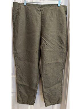 J.Jill Love Linen Olive Green Pull-On Pants XL